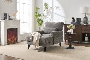 English Elm Modern Chaise Lounge with Plush High-Resilience Cushion and Solid Wood Frame for Durable Comfort Grey W2120P296386