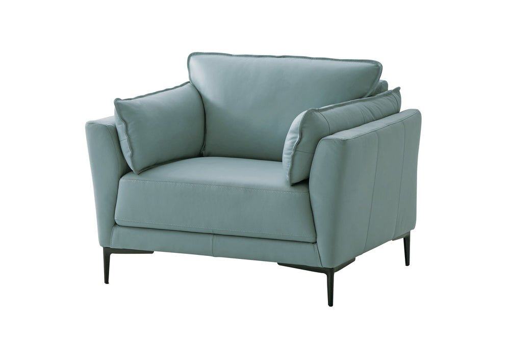 English Elm Mesut Sage Green Italian Top Grain Leather Chair with Foam Cushion, Wooden Frame, Metal Legs B2726P265755