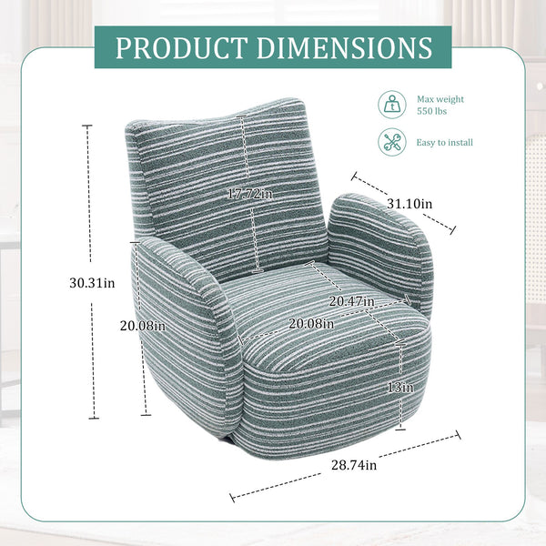English Elm Modern Boucle 360° Swivel Leisure Chair with High‑Resilience Sponge, Supportive Curve, 550lb Capacity Mint Green W395P355484