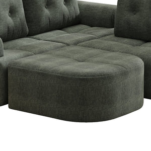 English Elm Modular Sectional Sofa with Chaise Full Foam Build Woven Fabric for Living Room Blackish Green W2379S00006