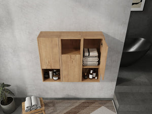 English Elm 36" Bathroom Side Cabinet - Stylish Wall-Mounted Storage, Soft-Close Doors & Durable Imitative Oak Finish W999S00374