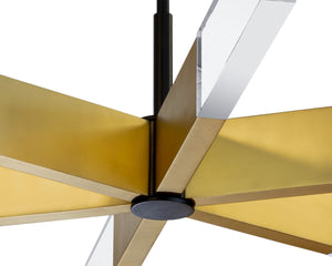 Sunpan LUMI CHANDELIER - Modern Brass-Finish Lighting Fixture with Handcrafted Acrylic Shades for Elegance 107998