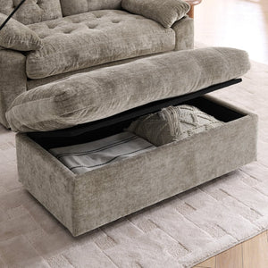 English Elm Leisure Chenille Two Seat Reclining Sofa with Usb Port Storage Ottoman Padded Armrests Brown W487S00518