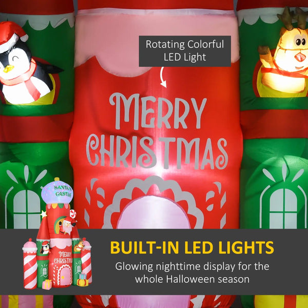 English Elm 10ft Candy Castle Holiday Inflatable Yard Display with Led Lights and Festive Characters T3971P404208