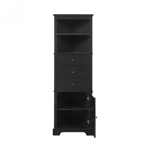 English Elm Black Triangle Tall Cabinet with 3 Drawers, Adjustable Shelf, Painted MDF, Anti-Tip, Stylish Storage N725P247409B