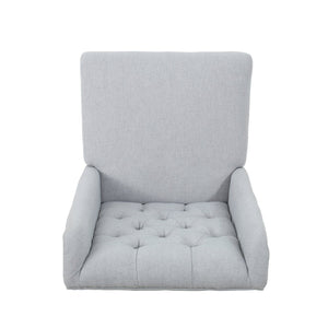 English Elm Dining Chair Set of Two Wingback Button Tufted High Back Birch Leg Upholstered Light Grey 61539.00LGRY
