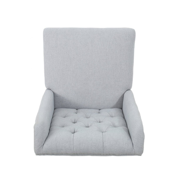 English Elm Dining Chair Set of Two Wingback Button Tufted High Back Birch Leg Upholstered Light Grey 61539.00LGRY