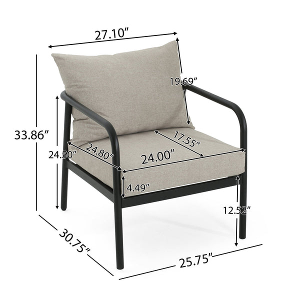 English Elm Christopher Knight Home® - Leora Weather-Resistant Round Tube Sofa Chair 2-Pack, Beige Cushions, Aluminum Frame, 400lb Capacity N775P180132B