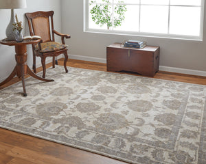 Feizy Rugs Celene Vintage-inspired Floral Rug - Elegant Neutral Palette, Power Loomed For Timeless Style Tan,Ivory,Brown Viscose,Polyester Cel39kzfbgegrye70