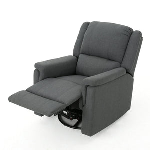 English Elm Christopher Knight Home® - Charcoal Glider Recliner Swivel Chair - Compact Manual Reclining Fabric Seat, Plush Ergonomic Comfort 61368.00CCL