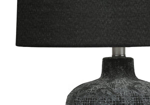 English Elm Lighting, Textured Ceramic Table Lamp with Fabric Shade and 3-Way Rotary Switch for Ambient Glow Black 16 L x 16 W x 17 H B2710P220086