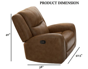 English Elm Transitional Multi-Function Glider Recliner with Channel Back, Cup Holders, Hidden Storage, Upholstered Comfort Brown 44 L x 31 W x 26 H B2741P385045