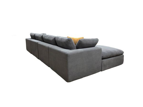 English Elm Coffee Bean Textured Modular Sectional Low Profile Lounge Sofa with Toss Pillows Light Gray B2748S00067