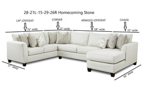 Fusion Transitional Homecoming Stone Sectional Sofa With Contrasting Pillows And Flared Arms For Comfort Khaki Ws,100% Polypropylene 28-21l,15,29,26r Homecoming Stone Sectional
