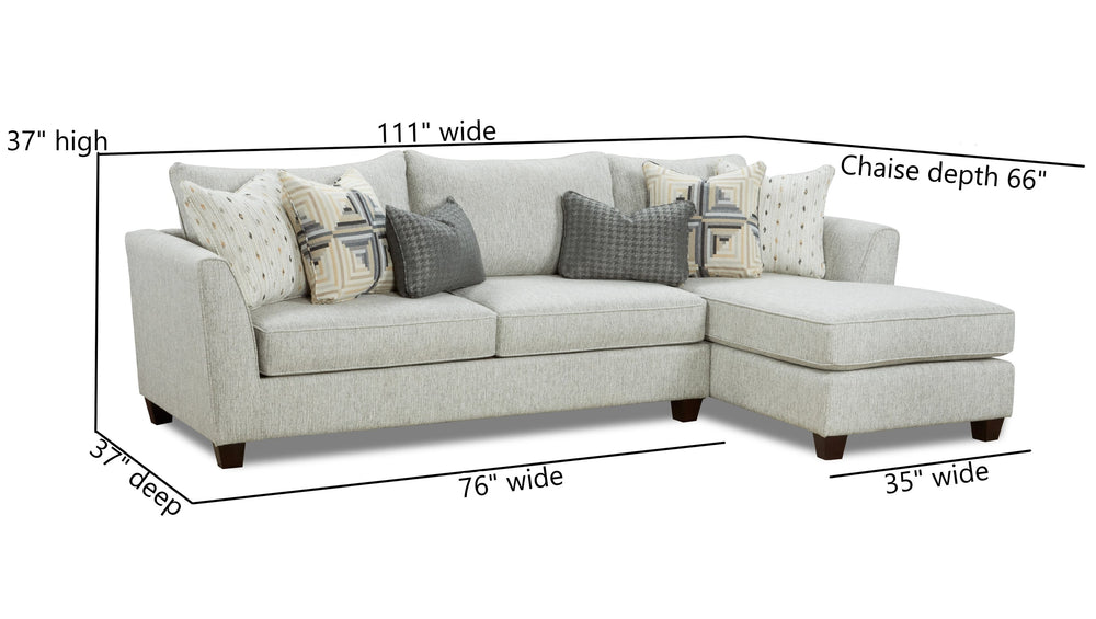 Fusion Palm Beach Iron Chaise Sofa Sectional With Six Pillows And Reversible Cushions For Ultimate Comfort Grey Ws ,100% Polypropylene  28-21l, 26r Palm Beach Chaise Sofa Sectional