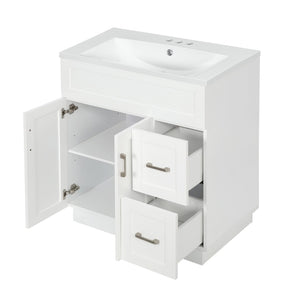 English Elm [video] 30 Inch Freestanding Bathroom Vanity with Soft Close Drawers and Resin Sink N729P396833K