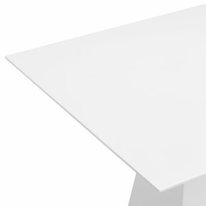 EuroStyle Tad Geometric Bar Table Lacquered Sculptural Base Seats Four Modern Dining 28006WHT-KIT