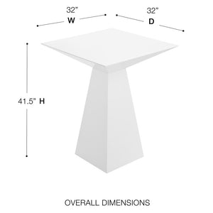 EuroStyle Tad Geometric Bar Table Lacquered Sculptural Base Seats Four Modern Dining 28006WHT-KIT
