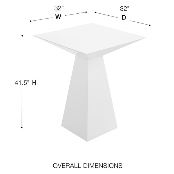 EuroStyle Tad Geometric Bar Table Lacquered Sculptural Base Seats Four Modern Dining 28006WHT-KIT