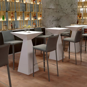 EuroStyle Tad Geometric Bar Table with Lacquered Gloss Finish for Modern Home Dining Spaces 28008WHT-KIT