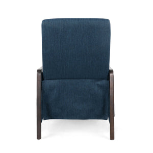 English Elm Christopher Knight Home® - Fabric Recliner Chair Mid-Century Push-Back Upholstered Armchair with Thick Cushion and Birch Frame Navy Blue 70449.00