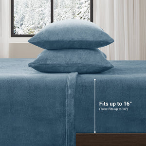 JLA Home True North by Sleep Philosophy - Micro True North Soloft Micro Plush Sheet Set – Brushed Both Sides, Lightweight Warmth, OEKO‑TEX Safe Comfortable Care Blue BL20-0456