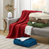 Madison Park Rowan Casual Waffle Knit Chenille Throw MP50-8270 Red