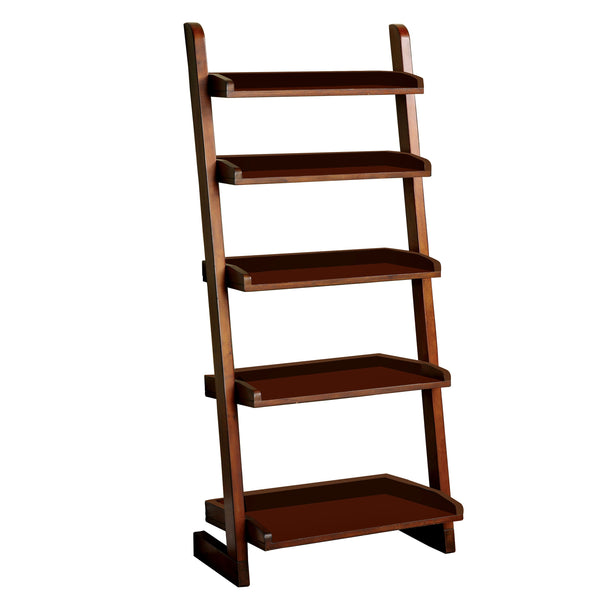 English Elm Stylish Oak Ladder Shelf 5-Tier Display Unit 23"W x 8"D x 42.5"H — Modern Transitional Storage, Easy Assembly B2741P342792