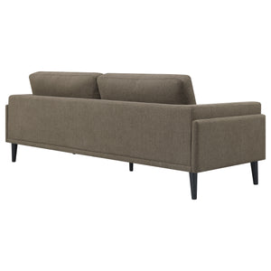 English Elm Andrena Brown Track Arms Sofa with Pocket Coil Seating, Reversible Cushions & Black Tapered Legs B062P358307