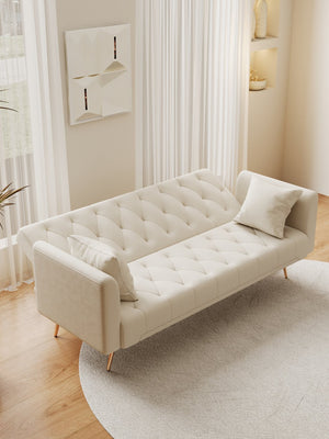 English Elm 71 Convertible Loveseat Sofa Bed Velvet 2-Seater 71" Retro Green Pink Beige Blue Gray with Gold Legs, Foam, 600LB Capacity W165878946