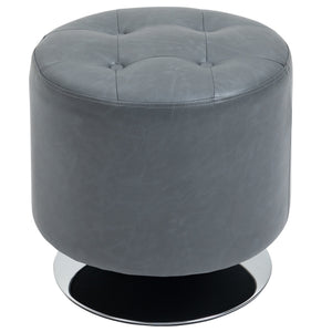 English Elm Homcom 360° Swivel Foot Stool - Versatile Pu Ottoman With Thick Padding & Steel Base, Grey Style W2225P229606