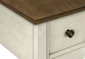 English Elm Accent Table, Two-Tier Narrow Design With Storage Drawer, Antique White & Brown Finish For Versatile Use B2710P219471
