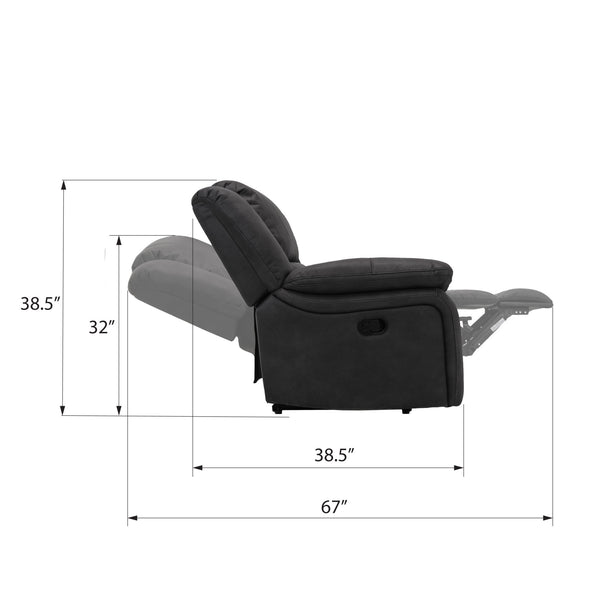 English Elm Wallace & Bay - Black Reclining Console Loveseat - Contemporary Black Licorice Fabric, Easy-Care, Space-Smart Comfort B361P384413