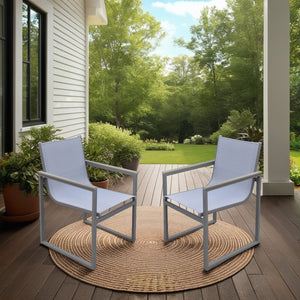 English Elm Herra Gray Outdoor Dining Chairs Set of 2 — Lightweight Aluminum Frame, Wood Accent Arms, Sling Comfort B2736P354278