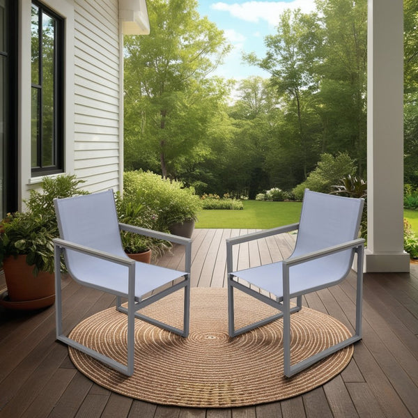 English Elm Herra Gray Outdoor Dining Chairs Set of 2 — Lightweight Aluminum Frame, Wood Accent Arms, Sling Comfort B2736P354278