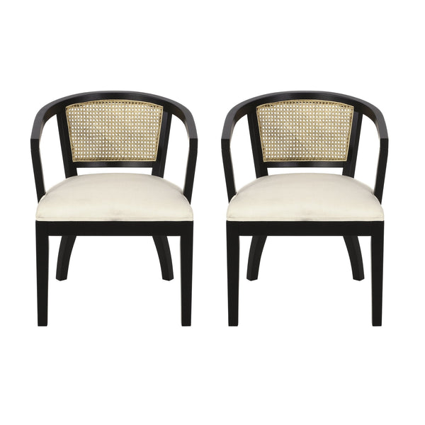 English Elm Christopher Knight Home® - Dining Arm Chair Set Of 2 - Elegant Cream Upholstered Chairs With Cane Web Back For Timeless Style N771P290371M