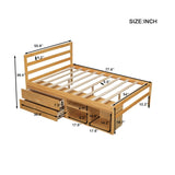 English Elm Full Size Wood Platform Bed With Removable Storage Shelves, Built-In Two Storage Drawers For Added Convenience, Natural