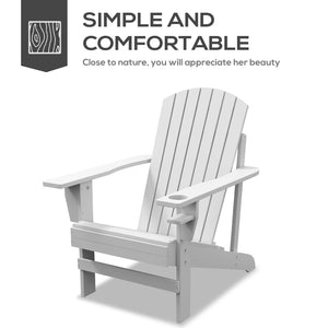English Elm Outsunny Wooden Adirondack Chair With Cup Holder, Weather-Resistant Outdoor Furniture For Relaxation W2225P174083-GIGA