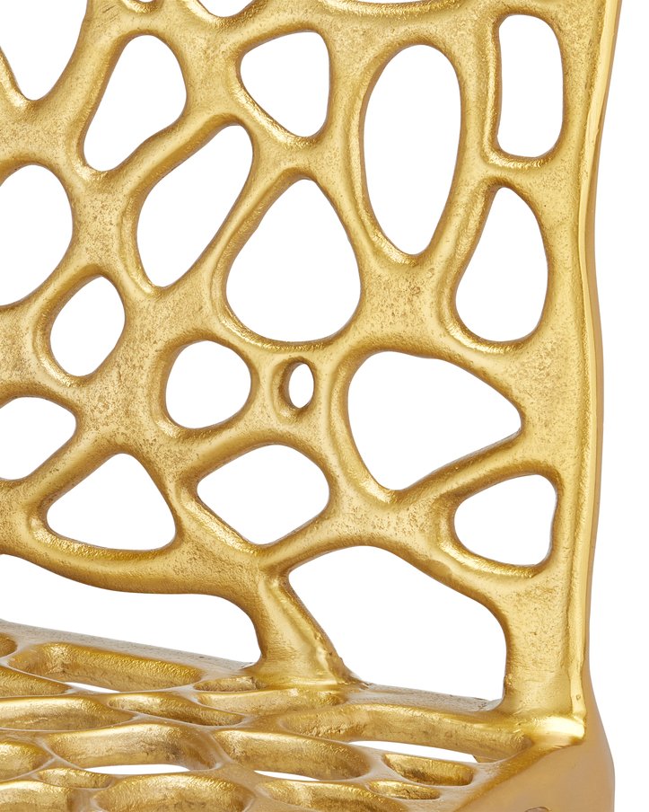 Currey & Company Honeycomb Gold Side Chair - Artistic Contemporary Design With Surrealist Honeycomb Pattern Finish Gold Cast Aluminum 4000-0231-currey-company