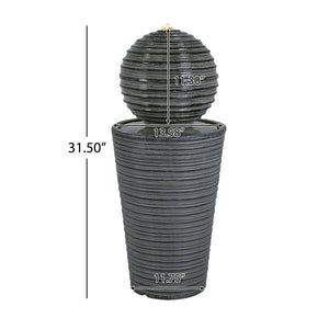 English Elm Christopher Knight Home® - 31.5"H Tall Striped Concrete Column Fountain with LED Light Effects, Weatherproof Accent for Courtyards N765P324550G
