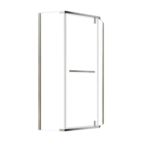 English Elm Corner Frameless Neo-angle Pivot Shower Enclosure with Tempered Glass and Sleek Hardware Brushed Nickel W637P348806