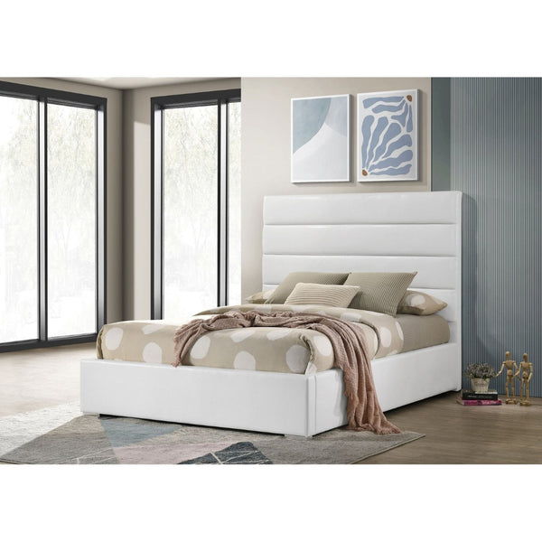 English Elm Dulcey Faux Leather Platform Bed Channel Tufted Headboard Modern Bedroom Frame B062S01508