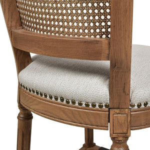 English Elm Jennifer Taylor Home - Triomphe Rattan Wicker High Back Armless Counter Stool — French Country Oak Frame, Upholstered Comfort White B2719P238385