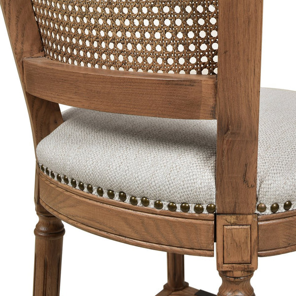 English Elm Jennifer Taylor Home - Triomphe Rattan Wicker High Back Armless Counter Stool — French Country Oak Frame, Upholstered Comfort White B2719P238385