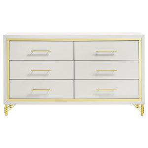 English Elm Chesney White 6-Drawer Dresser With Gold Trim - Modern Glam Storage For Stylish Bedroom Organization B062P353275
