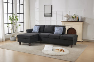 English Elm Hidden Compartment Modular Sectional with Pull Out Drawer and Coordinated Accent Pillows Black+ Gray B2730S00062