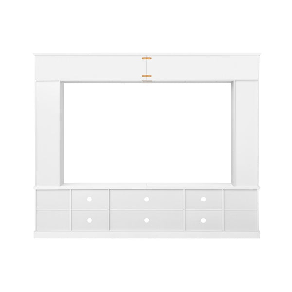 English Elm Entertainment Wall Unit with Glass Doors Open Shelving Mdf Living Room Storage White N710S688100K