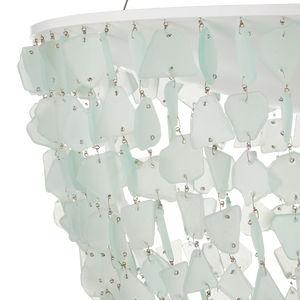 Thalassa Pendant Light - Artisanal Seaglass Dome Fixture in Sugar White for Contemporary Spaces