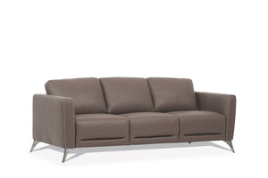 English Elm Malaga Italian Top Grain Leather Sofa with Track Arms and Chrome Legs for Modern Living Taupe B2726P496929