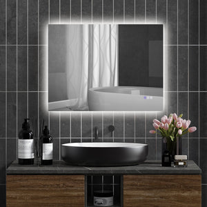English Elm Homcom Led Bathroom Mirror 32"X24" - Backlit Anti-Fog Vanity With Memory, Dimmable & Color Options W2225P229672